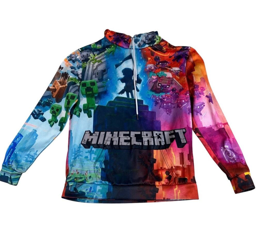 MINECRAFT Boys Vibrant Pullover Hoodie Sweatshirt Medium